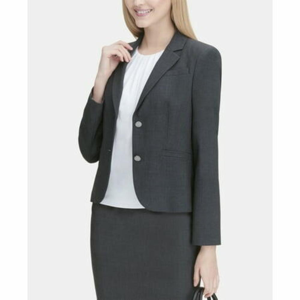 Calvin Klein Women's Two-Button Suit Blazer Jacket 14 - Picture 2 of 2